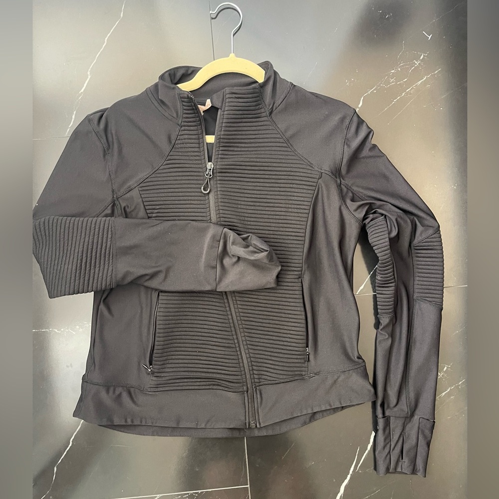 Moto-style zip up activewear jacket
